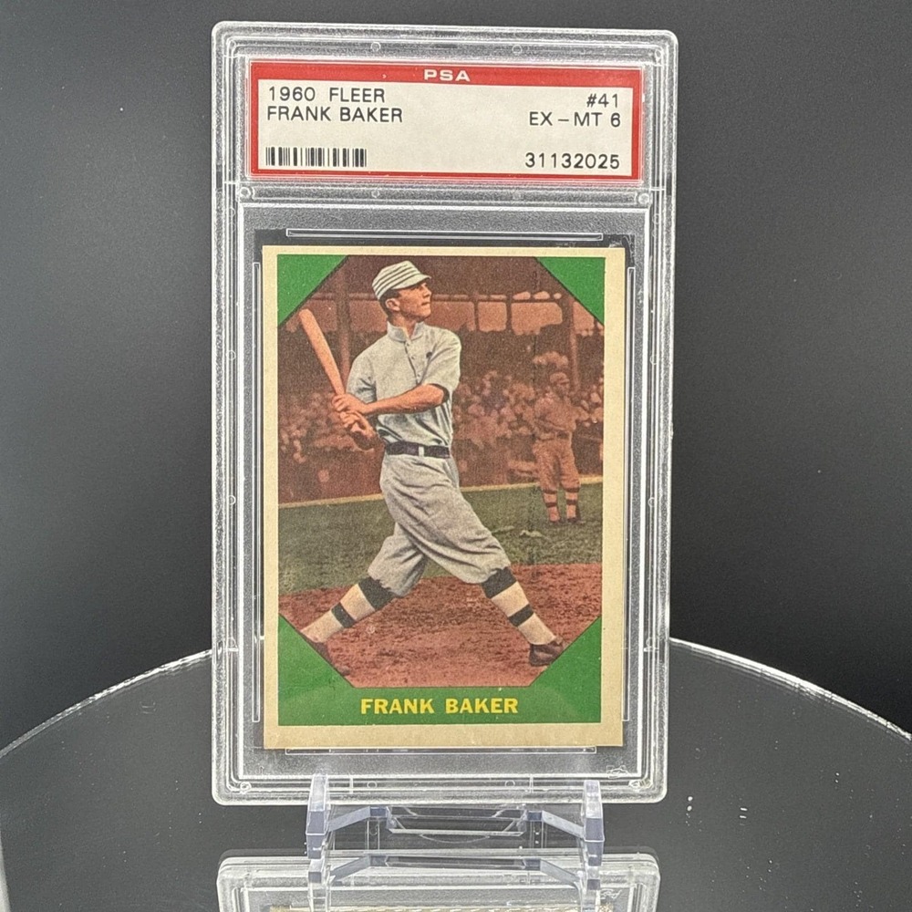 1960 Fleer Frank Baker #41 PSA 6 Philadelphia‎ A's HOF Baseball Greats Vintage